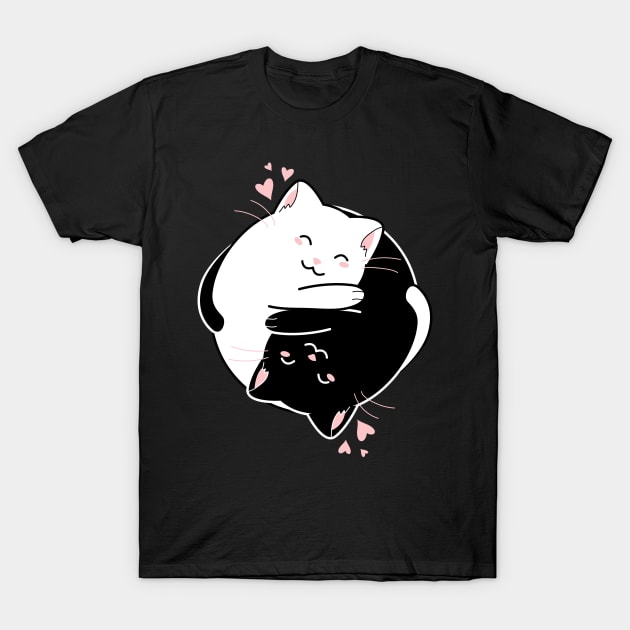 Kawaii Yin & Yang Cats T-Shirt by NeonSunset